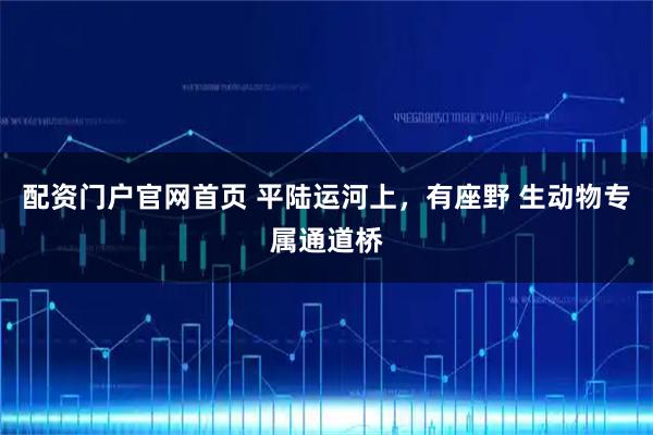 配资门户官网首页 平陆运河上，有座野 生动物专属通道桥